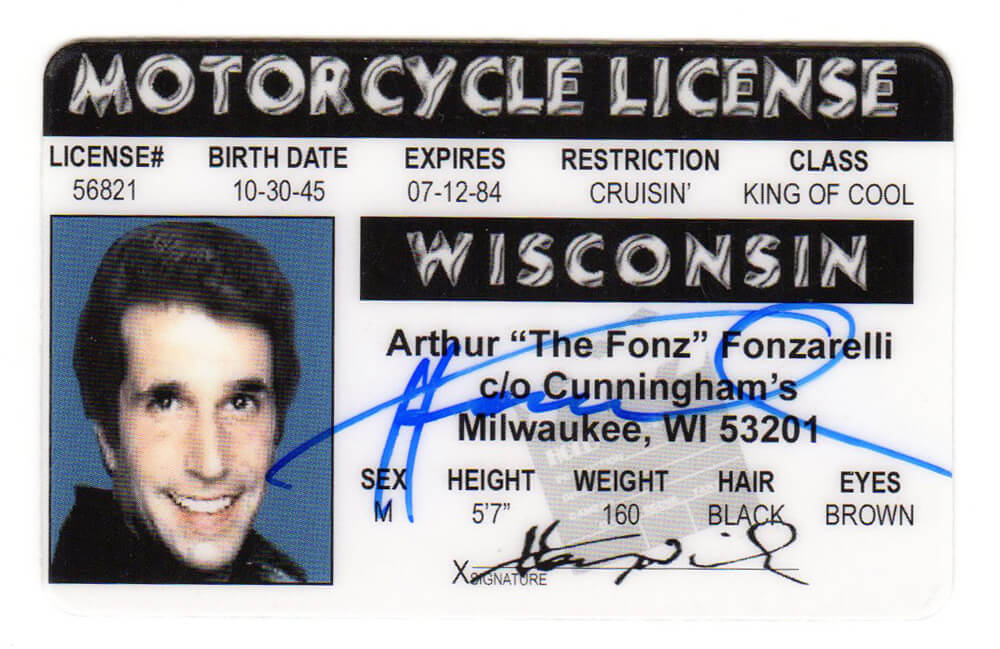 Henry Winkler Signed Arthur Fonzarelli Wisconsin Drivers License - WINCAR500 - Henry Winkler Signed Arthur Fonzarelli Wisconsin Drivers License product image