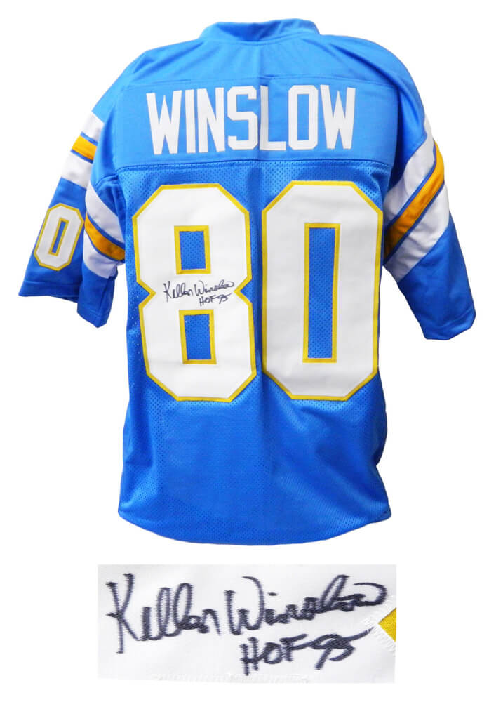 Kellen Winslow Signed Powder Blue Throwback Custom Football Jersey w/HOF 95 - WINJRY301 - Kellen Winslow Signed Powder Blue Throwback Custom Football Jersey w/HOF 95 product image