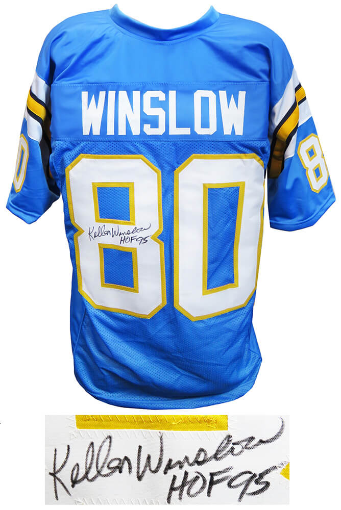 Kellen Winslow Signed Blue Throwback Custom Football Jersey w/HOF'95 - WINJRY303 - Kellen Winslow Signed Blue Throwback Custom Football Jersey w/HOF'95 product image
