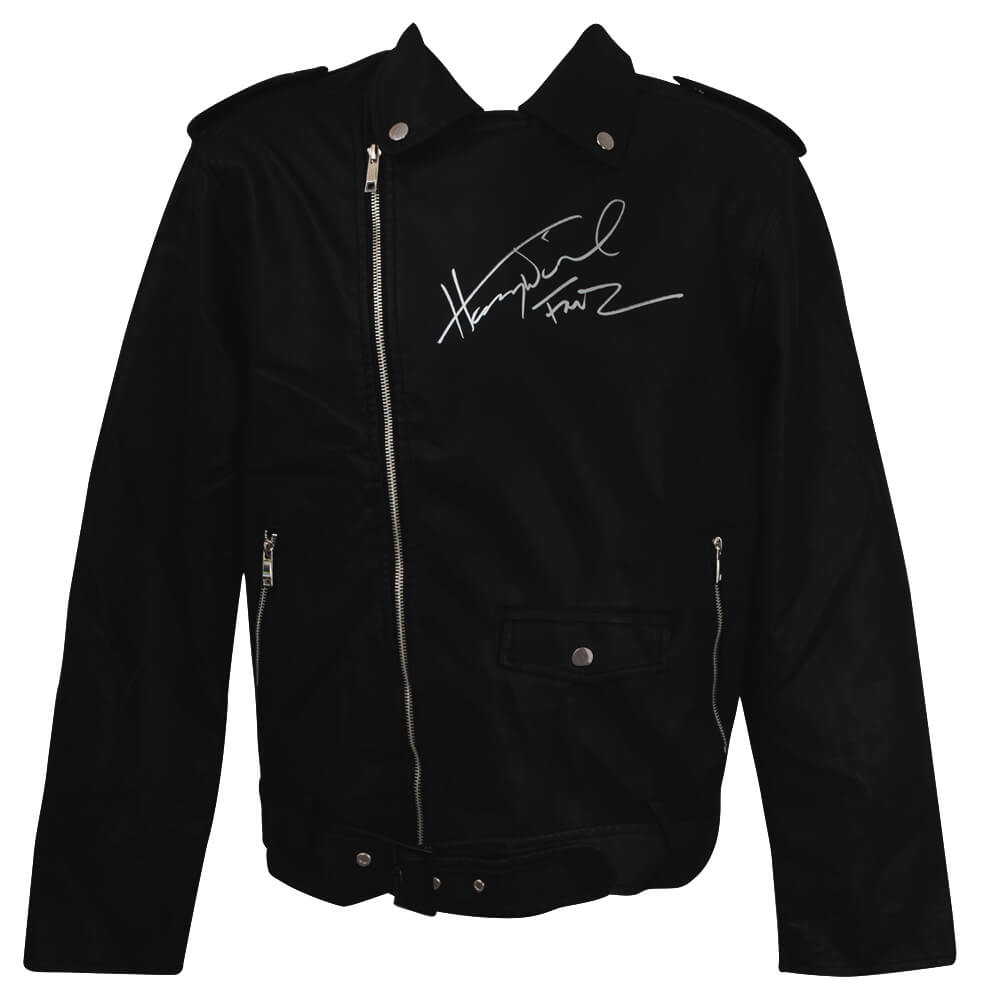 Henry Winkler Signed WULFUL Men's Faux Bomber Leather Motorcycle Biker Jacket w/Fonz - WINJRY511 - Henry Winkler Signed WULFUL Men's Faux Bomber Leather Motorcycle Biker Jacket w/Fonz product image