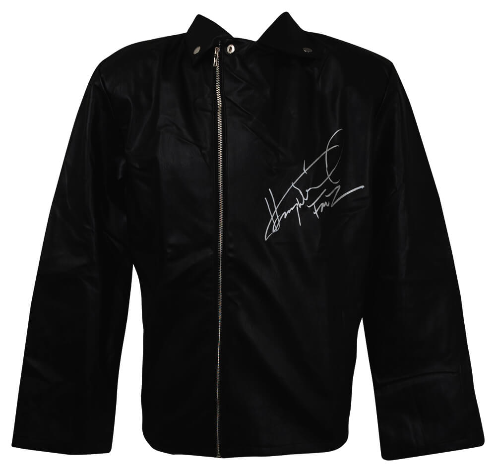 Henry Winkler Signed T-Bird Black Greaser Biker Costume Jacket w/Fonz - WINJRY512 - Henry Winkler Signed T-Bird Black Greaser Biker Costume Jacket w/Fonz product image