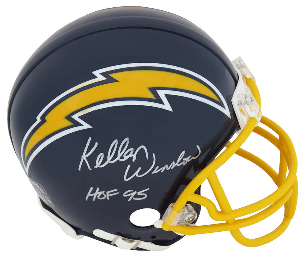 Kellen Winslow Signed Los Angeles Chargers Throwback Navy Riddell Mini Helmet w/HOF 95 - WINMIN300 - Kellen Winslow Signed Los Angeles Chargers Throwback Navy Riddell Mini Helmet w/HOF 95 product image