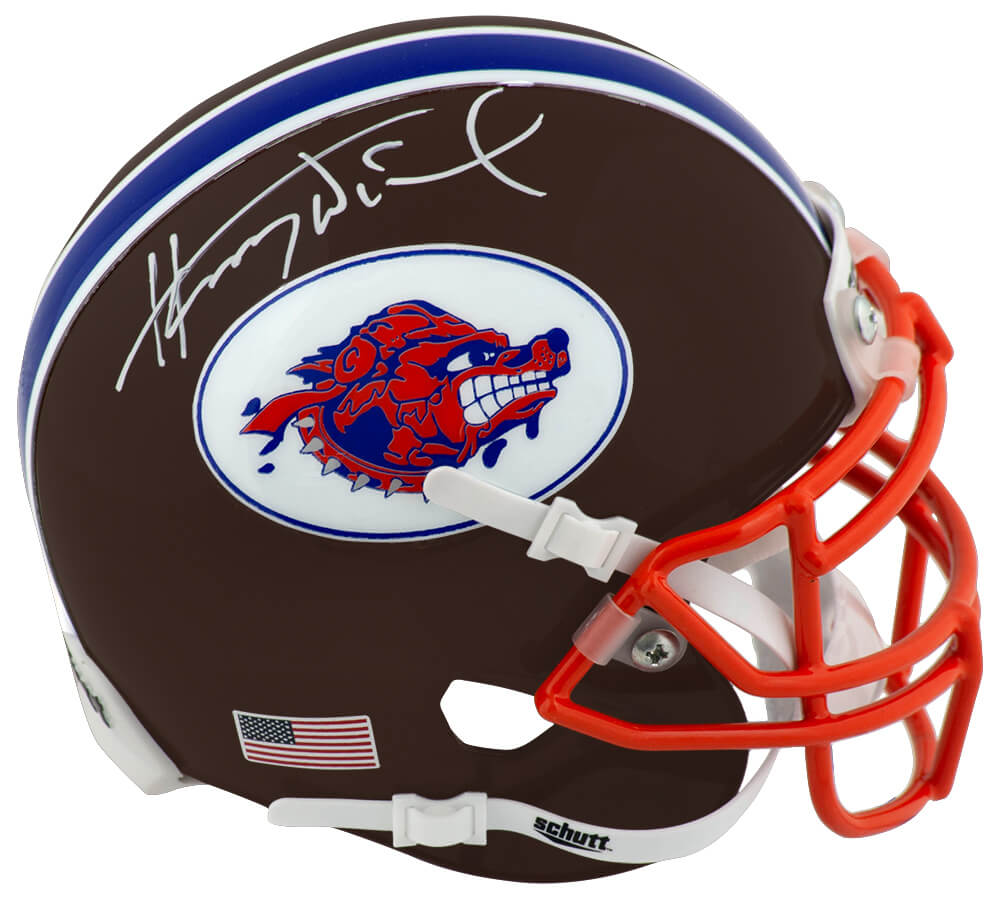 Henry Winkler Signed The Waterboy Mud Dogs Brown Schutt Mini Helmet - WINMIN501 - Henry Winkler Signed The Waterboy Mud Dogs Brown Schutt Mini Helmet product image