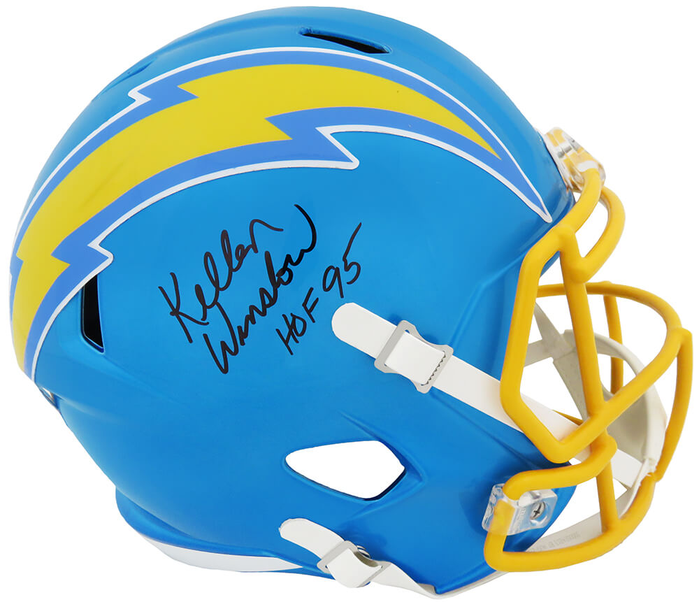 Kellen Winslow Signed Chargers FLASH Riddell Full Size Speed Replica Helmet w/HOF'95 - WINREP304 - Kellen Winslow Signed Chargers FLASH Riddell Full Size Speed Replica Helmet w/HOF'95 product image