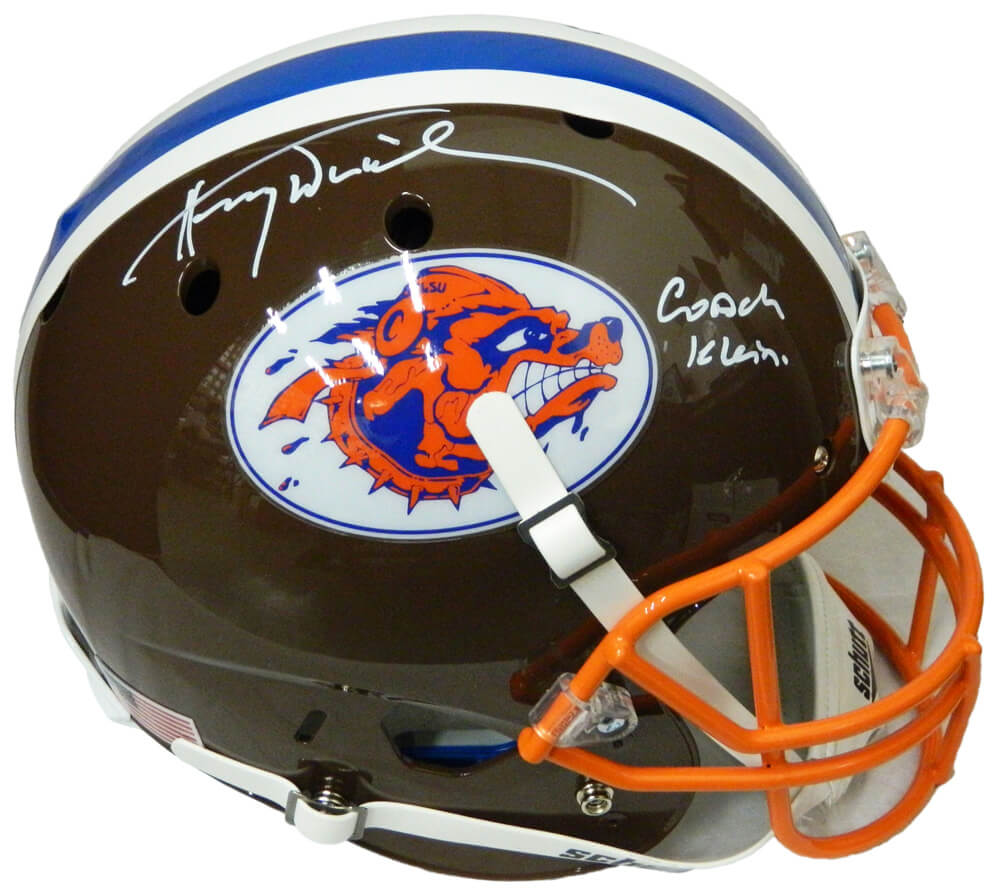 Henry Winkler Signed The Waterboy Mud Dogs Brown Schutt Full Size Replica Helmet w/Coach Klein - WINREP502 - Henry Winkler Signed The Waterboy Mud Dogs Brown Schutt Full Size Replica Helmet w/Coach Klein product image