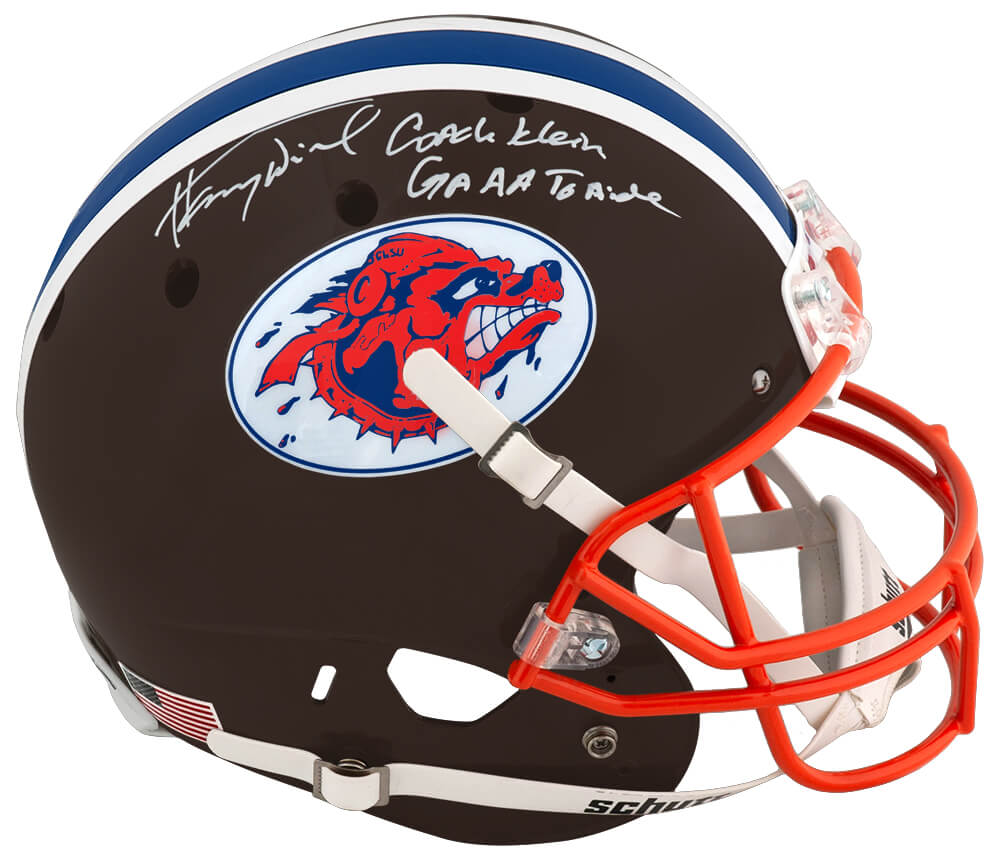 Henry Winkler Signed The Waterboy Mud Dogs Brown Full Size Replica Football Helmet w/Coach Klein, GAAATORADE - WINREP504 - Henry Winkler Signed The Waterboy Mud Dogs Brown Full Size Replica Football Helmet w/Coach Klein, GAAATORADE product image