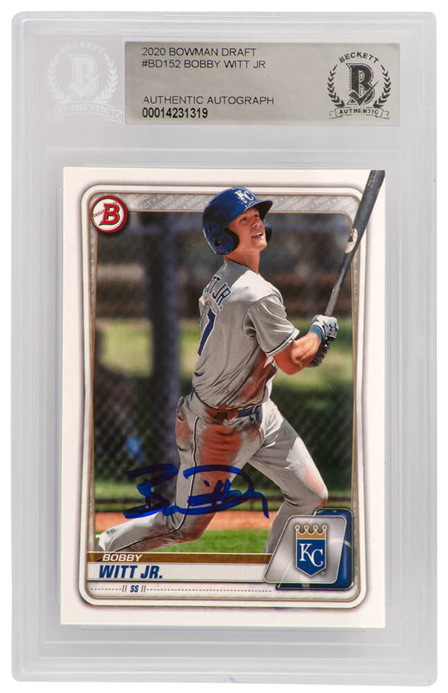 Bobby Witt Jr. Signed Kansas City Royals 2020 Bowman Draft Rookie Baseball Card #BD-152 - (Beckett Encapsulated) - WITCAR102 - Bobby Witt Jr. Signed Kansas City Royals 2020 Bowman Draft Rookie Baseball Card #BD-152 - (Beckett Encapsulated) product image