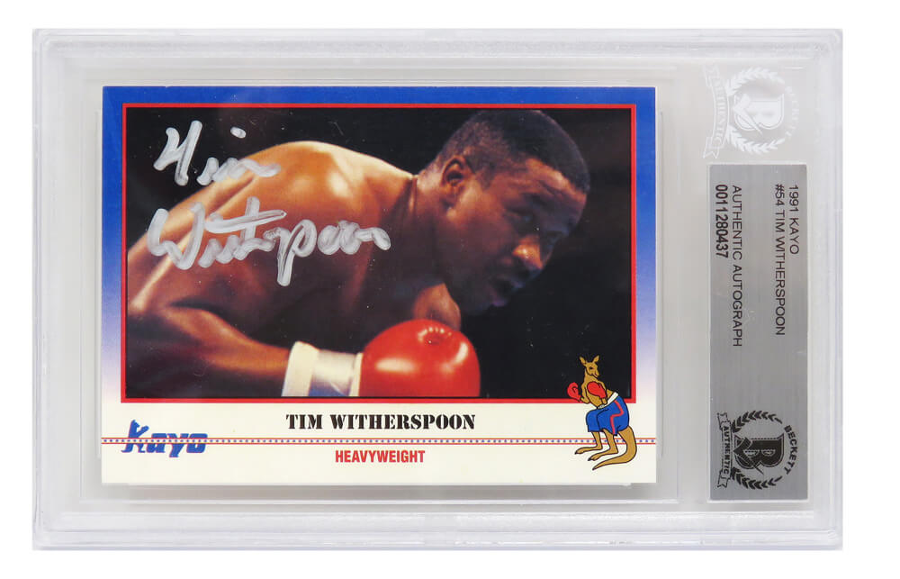 Tim Witherspoon Signed 1991 Kayo Boxing Trading Card #54 - (Beckett Encapsulated) - WITCAR500 - Tim Witherspoon Signed 1991 Kayo Boxing Trading Card #54 - (Beckett Encapsulated) product image