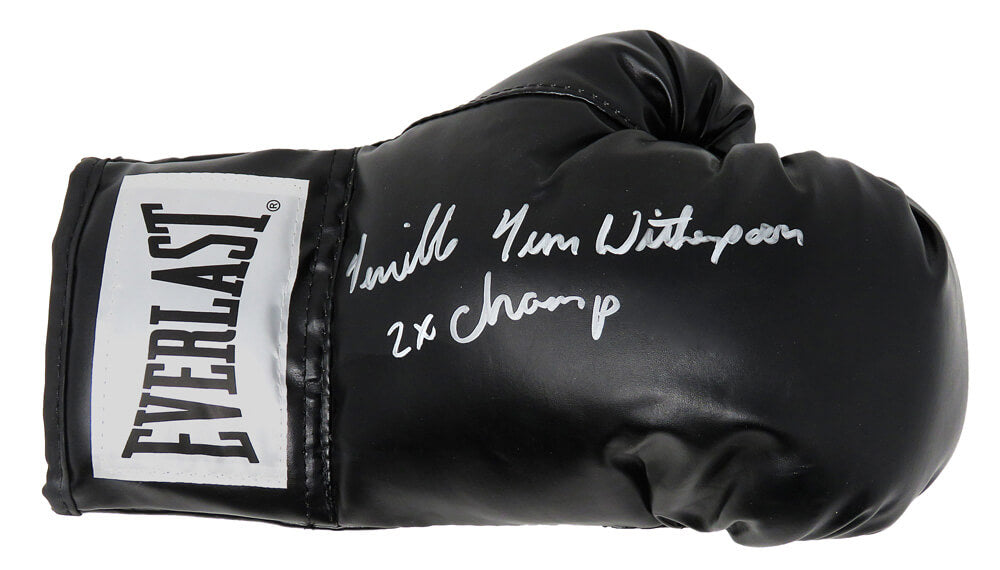 Tim Witherspoon Signed Everlast Black Boxing Glove w/Terrible & 2x Heavyweight Champ - WITGLV503 - Tim Witherspoon Signed Everlast Black Boxing Glove w/Terrible & 2x Heavyweight Champ product image