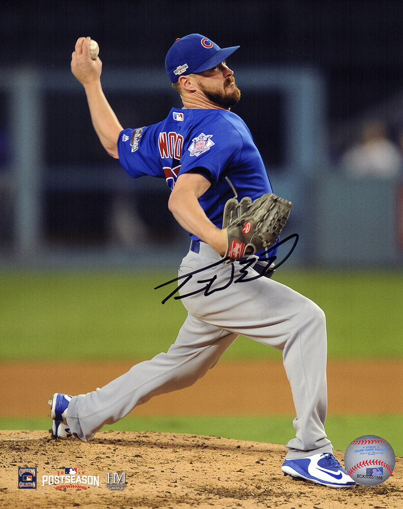 Travis Wood Signed Chicago Cubs 2016 Postseason Pitching Action 8x10 Photo - WOO08P110 - Travis Wood Signed Chicago Cubs 2016 Postseason Pitching Action 8x10 Photo product image