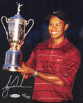 Tiger Woods Signed Golf 2002 U.S. Open Championship Holding Trophy 8x10 Photo (LE #42/100) - (Upper Deck COA) - WOO08P500 - Tiger Woods Signed Golf 2002 U.S. Open Championship Holding Trophy 8x10 Photo (LE #42/100) - (Upper Deck COA) product image