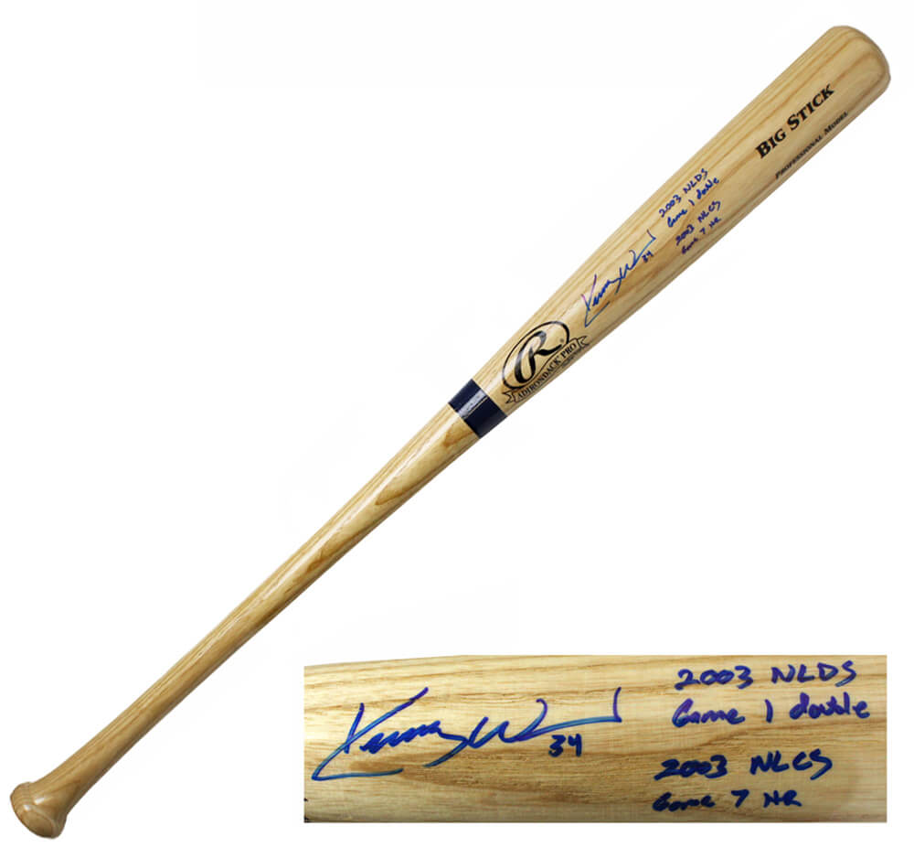 Kerry Wood Signed Rawlings Blonde Big Stick Baseball Bat w/2003 NLDS Game 1 Double, 2003 NLCS Game 7 HR - WOOBAT100 - Kerry Wood Signed Rawlings Blonde Big Stick Baseball Bat w/2003 NLDS Game 1 Double, 2003 NLCS Game 7 HR product image