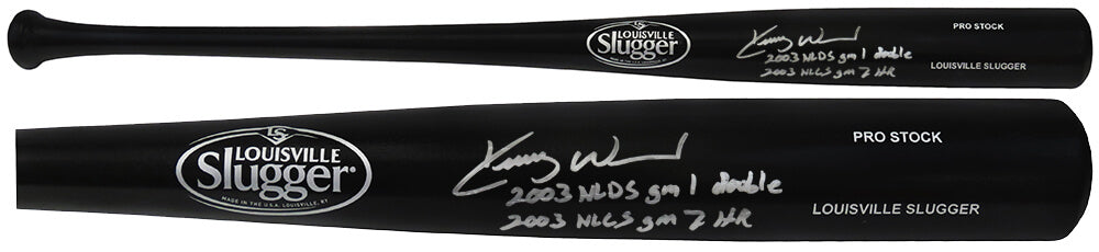Kerry Wood Signed Louisville Slugger Pro Stock Black Baseball Bat w/2003 NLDS Game 1 Double, 2003 NLCS Game 7 HR - WOOBAT103 - Kerry Wood Signed Louisville Slugger Pro Stock Black Baseball Bat w/2003 NLDS Game 1 Double, 2003 NLCS Game 7 HR product image