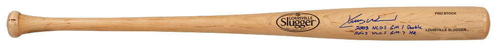 Kerry Wood Signed Louisville Slugger Pro Stock Blonde Baseball Bat w/2003 NLDS Game 1 Double, 2003 NLCS Game 7 HR - WOOBAT105 - Kerry Wood Signed Louisville Slugger Pro Stock Blonde Baseball Bat w/2003 NLDS Game 1 Double, 2003 NLCS Game 7 HR product image