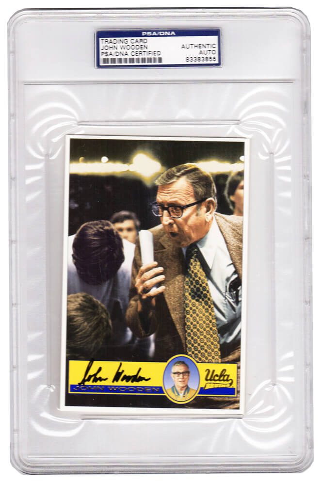 John Wooden Signed UCLA Bruins 3x5 Jumbo Card - (PSA Encapsulated) - WOOCAR201 - John Wooden Signed UCLA Bruins 3x5 Jumbo Card - (PSA Encapsulated) product image