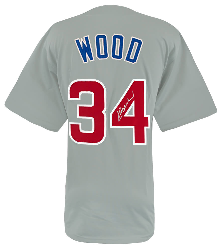 Kerry Wood Signed Grey Custom Baseball Jersey - WOOJRY101 - Kerry Wood Signed Grey Custom Baseball Jersey product image