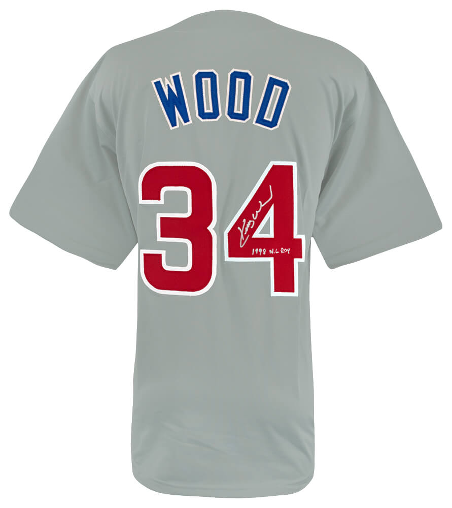Kerry Wood Signed Grey Custom Baseball Jersey w/1998 NL ROY - WOOJRY102 - Kerry Wood Signed Grey Custom Baseball Jersey w/1998 NL ROY product image