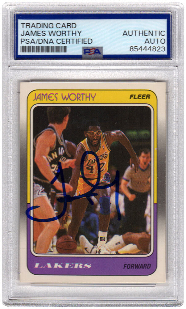 James Worthy Signed Los Angeles Lakers 1988-89 Fleer Basketball Card #70 - (PSA Encapsulated) - WORCAR201 - James Worthy Signed Los Angeles Lakers 1988-89 Fleer Basketball Card #70 - (PSA Encapsulated) product image
