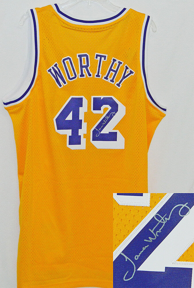 James Worthy Signed Lakers Gold Adidas Swingman Jersey - WORJRY201 - James Worthy Signed Lakers Gold Adidas Swingman Jersey product image