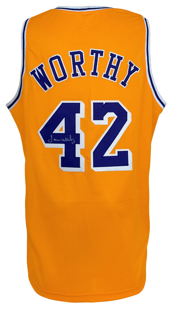 James Worthy Signed Gold Custom Basketball Jersey - WORJRY202 - James Worthy Signed Gold Custom Basketball Jersey product image