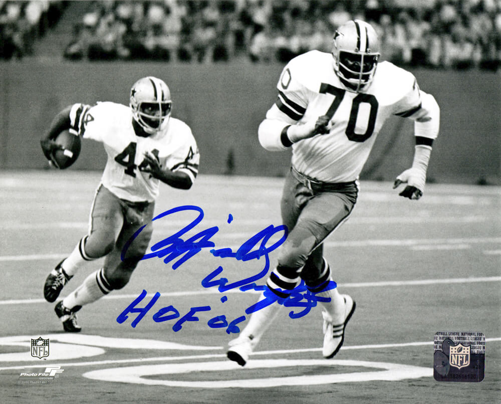 Rayfield Wright Signed Cowboys B&W Action 8x10 Photo w/HOF'06 - WRI08P300 - Rayfield Wright Signed Cowboys B&W Action 8x10 Photo w/HOF'06 product image