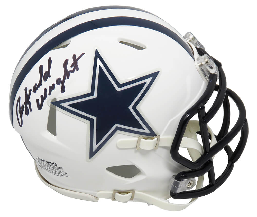 Rayfield Wright Signed Dallas Cowboys Flat White Matte  Riddell Speed Mini Helmet - WRIMIN303 - Rayfield Wright Signed Dallas Cowboys Flat White Matte Riddell Speed Mini Helmet product image