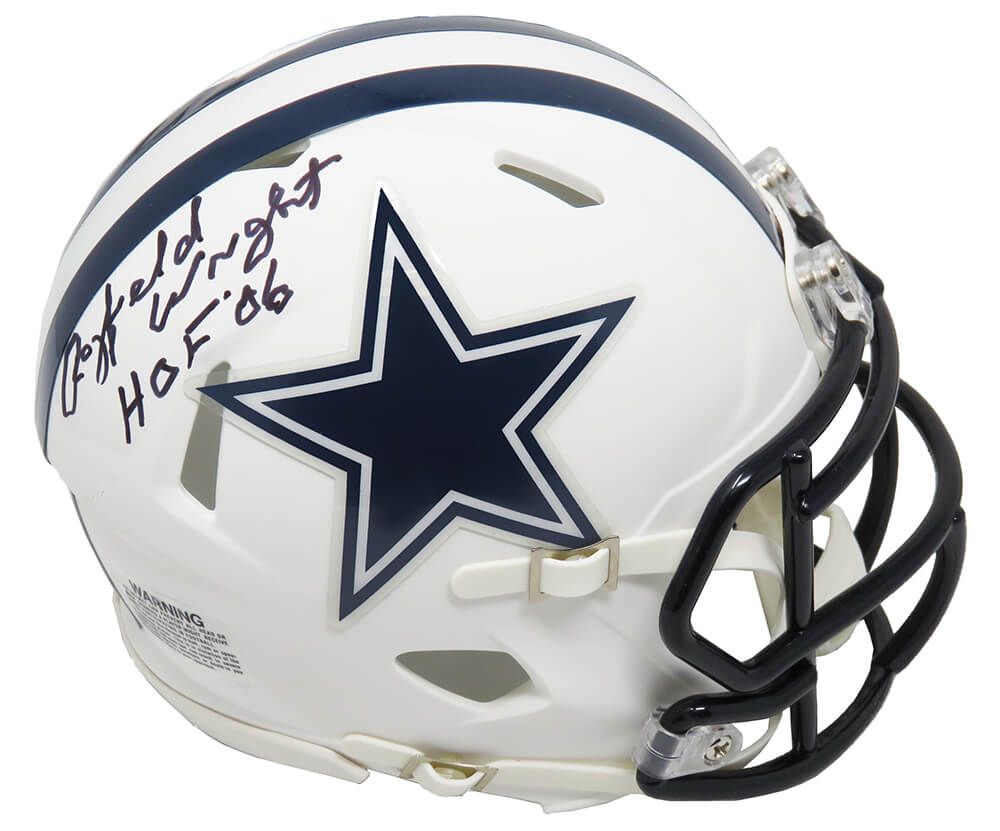 Rayfield Wright Signed Dallas Cowboys Flat White Matte  Riddell Speed Mini Helmet w/HOF'06 - WRIMIN304 - Rayfield Wright Signed Dallas Cowboys Flat White Matte Riddell Speed Mini Helmet w/HOF'06 product image