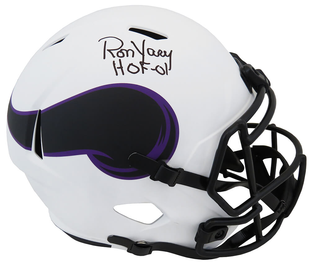 Ron Yary Signed Minnesota Vikings Lunar Eclipse White Matte Riddell Full Size Speed Replica Helmet w/HOF'01 - YARREP302 - Ron Yary Signed Minnesota Vikings Lunar Eclipse White Matte Riddell Full Size Speed Replica Helmet w/HOF'01 product image