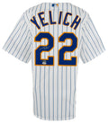 Christian Yelich Signed Milwaukee Brewers White Pinstripe Majestic Basball Jersey - (JSA) - YELJRY100 - Christian Yelich Signed Milwaukee Brewers White Pinstripe Majestic Basball Jersey - (JSA) product image