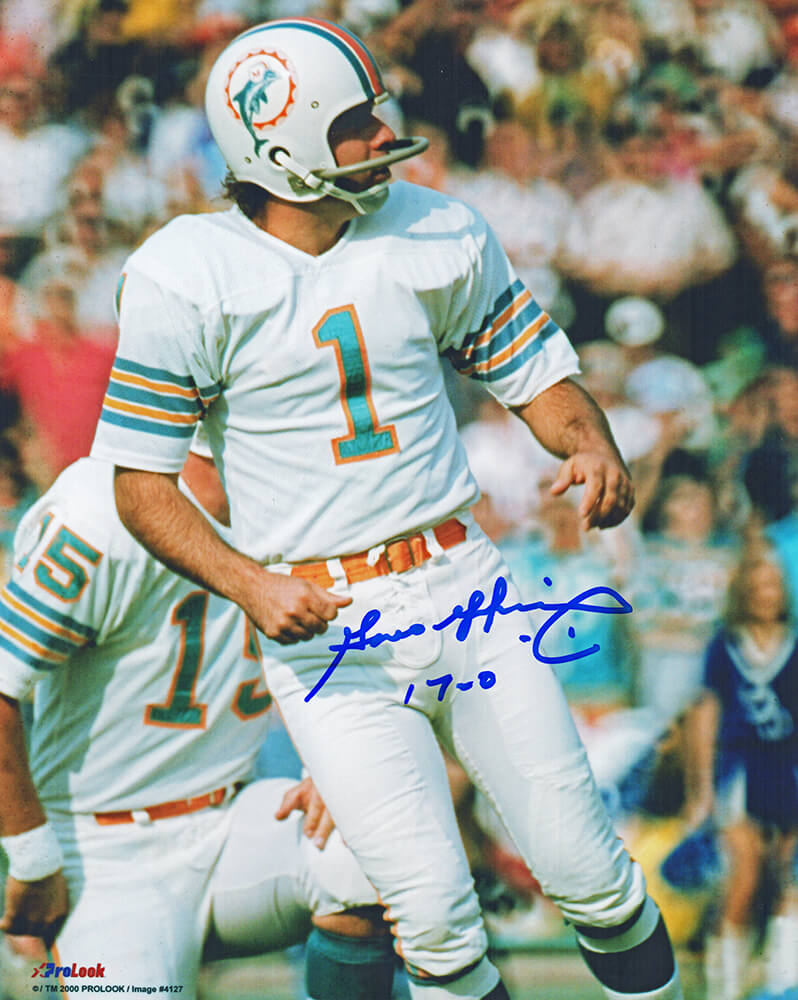 Garo Yepremian Signed Miami Dolphins White Jersey 8x10 Photo w/17-0 - YEP08P303 - Garo Yepremian Signed Miami Dolphins White Jersey 8x10 Photo w/17-0 product image