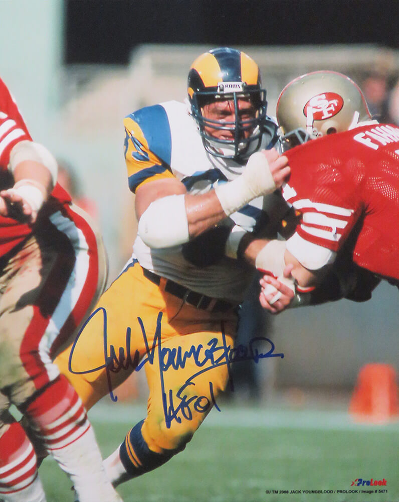 Jack Youngblood Signed Los Angeles Rams Action vs 49ers 8x10 Photo w/HF'01 - YOU08P304 - Jack Youngblood Signed Los Angeles Rams Action vs 49ers 8x10 Photo w/HF'01 product image