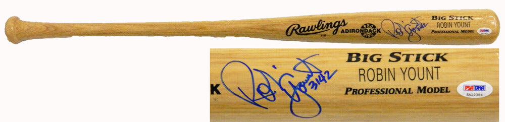 Robin Yount Signed Rawlings Blonde Name-Engraved Bat w/3142 - YOUBAT100 - Robin Yount Signed Rawlings Blonde Name-Engraved Bat w/3142 product image