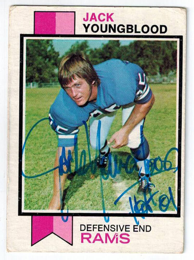 Jack Youngblood Signed Rams 1973 Topps Rookie Card #343 w/HOF'01 - YOUCAR302 - Jack Youngblood Signed Rams 1973 Topps Rookie Card #343 w/HOF'01 product image