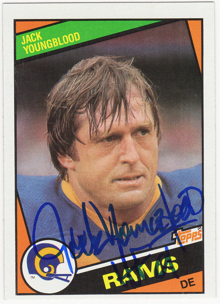 Jack Youngblood Signed Rams 1984 Topps Football Card #287 w/HF'01 - YOUCAR308 - Jack Youngblood Signed Rams 1984 Topps Football Card #287 w/HF'01 product image