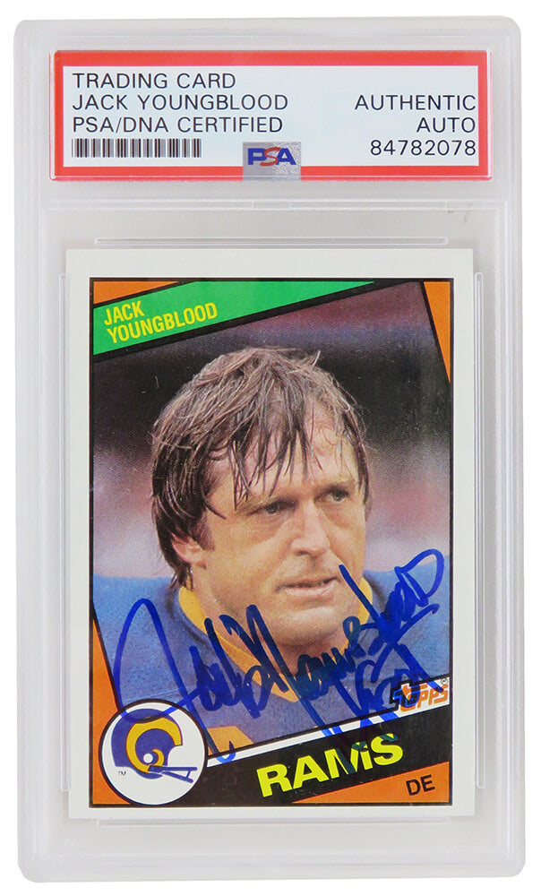 Jack Youngblood Signed Rams 1984 Topps Football Card #287 w/HF'01 (PSA Encapsulated) - YOUCAR318 - Jack Youngblood Signed Rams 1984 Topps Football Card #287 w/HF'01 (PSA Encapsulated) product image