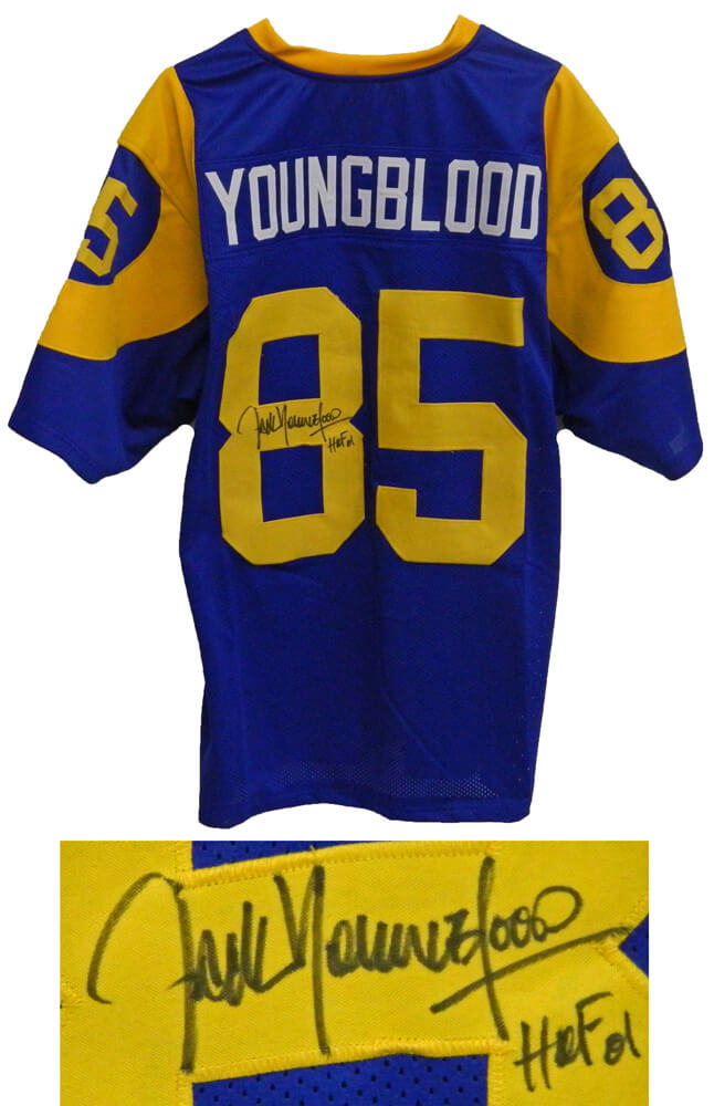 Jack Youngblood Signed Blue & Yellow Throwback Custom Football Jersey w/HOF'01 - YOUJRY301 - Jack Youngblood Signed Blue & Yellow Throwback Custom Football Jersey w/HOF'01 product image
