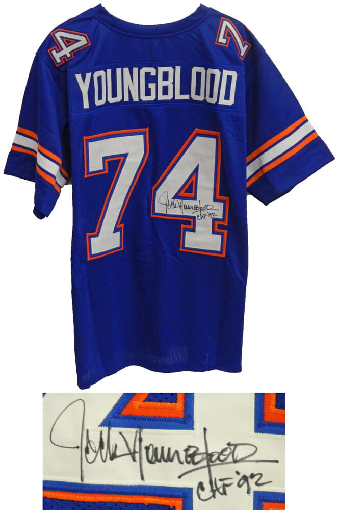 Jack Youngblood Signed Blue Custom Football Jersey w/CHF'92 - YOUJRY304 - Jack Youngblood Signed Blue Custom Football Jersey w/CHF'92 product image