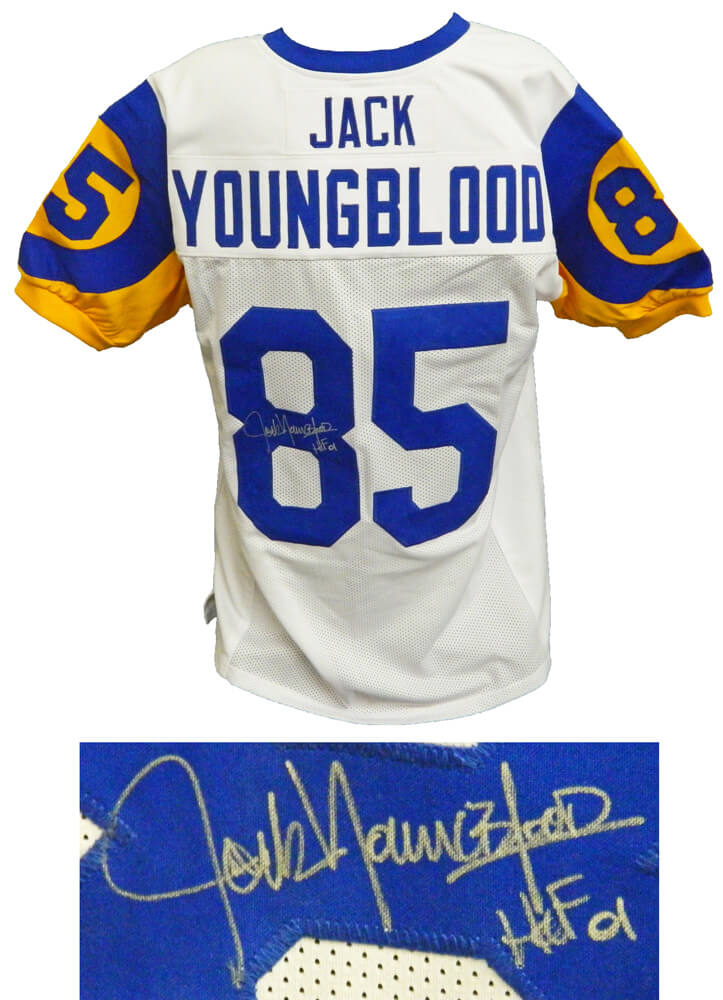 Jack Youngblood Signed White & Blue T/B Custom Football Jersey w/HOF'01 - YOUJRY305 - Jack Youngblood Signed White & Blue T/B Custom Football Jersey w/HOF'01 product image