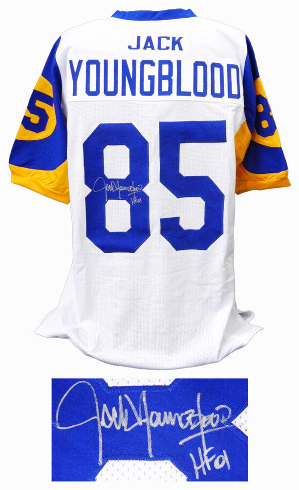 Jack Youngblood Signed White & Blue Throwback Custom Football Jersey w/HF'01 - YOUJRY307 - Jack Youngblood Signed White & Blue Throwback Custom Football Jersey w/HF'01 product image