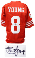 Steve Young Signed Red Throwback Custom Football Jersey (JSA) - YOUJRY320 - Steve Young Signed Red Throwback Custom Football Jersey (JSA) product image