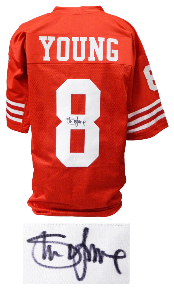 Steve Young Signed Red Throwback Custom Football Jersey (JSA) - YOUJRY320 - Steve Young Signed Red Throwback Custom Football Jersey (JSA) product image