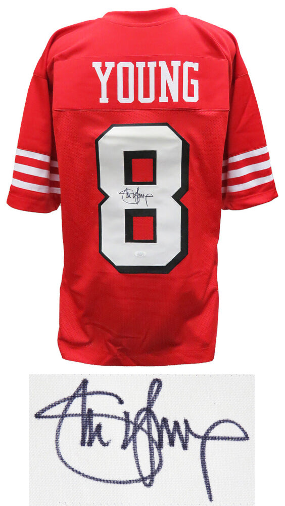 Steve Young Signed Red Custom Football Jersey (JSA) - YOUJRY321 - Steve Young Signed Red Custom Football Jersey (JSA) product image