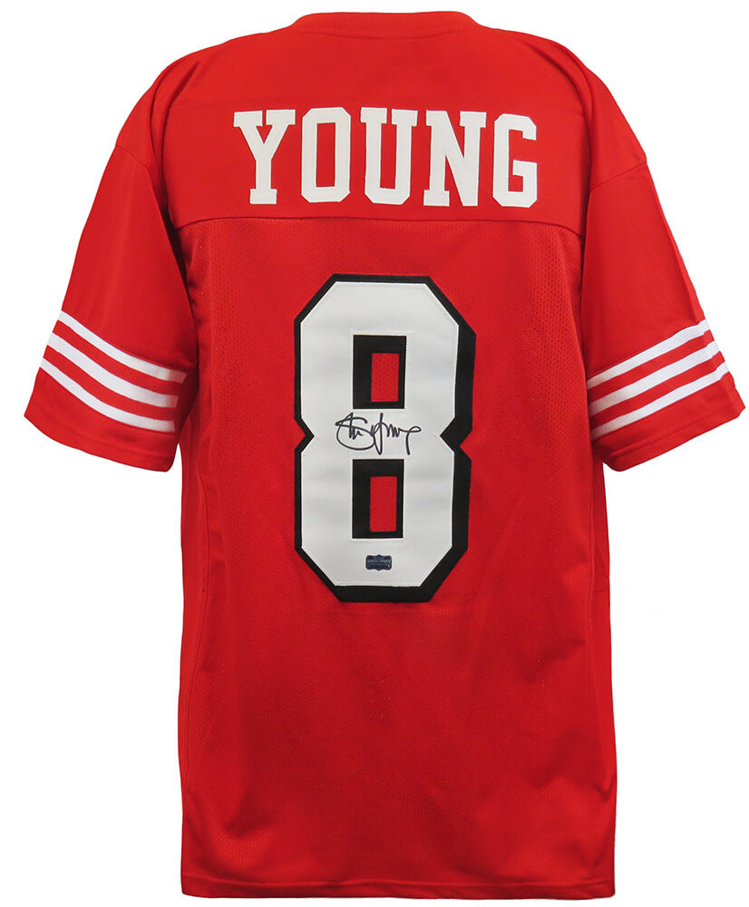 Steve Young Signed Red Throwback Custom Football Jersey - YOUJRY322 - Steve Young Signed Red Throwback Custom Football Jersey product image