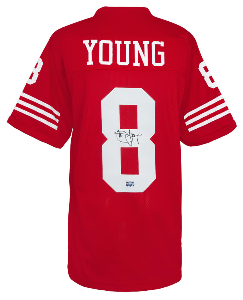 Steve Young Signed Red T/B Custom Football Jersey - YOUJRY323 - Steve Young Signed Red T/B Custom Football Jersey product image