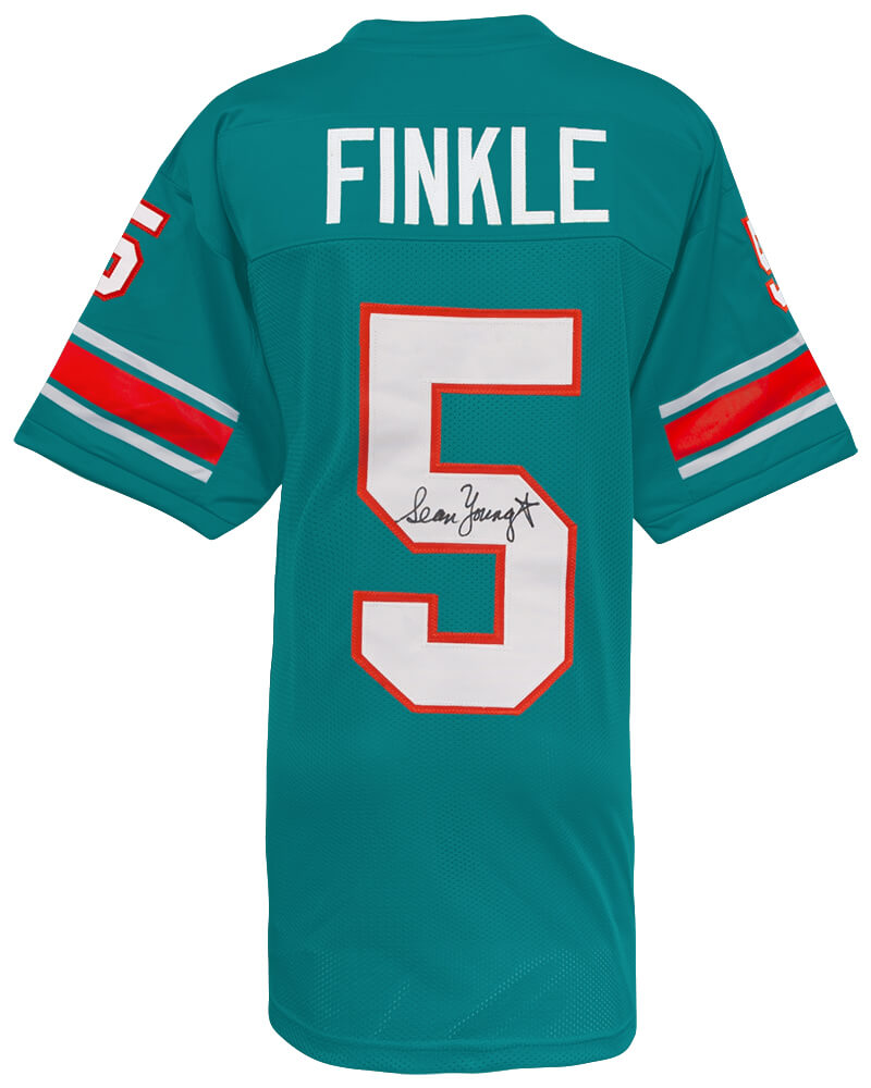 Sean Young Signed Teal Custom Ray Finkle Football Jersey - YOUJRY500 - Sean Young Signed Teal Custom Ray Finkle Football Jersey product image