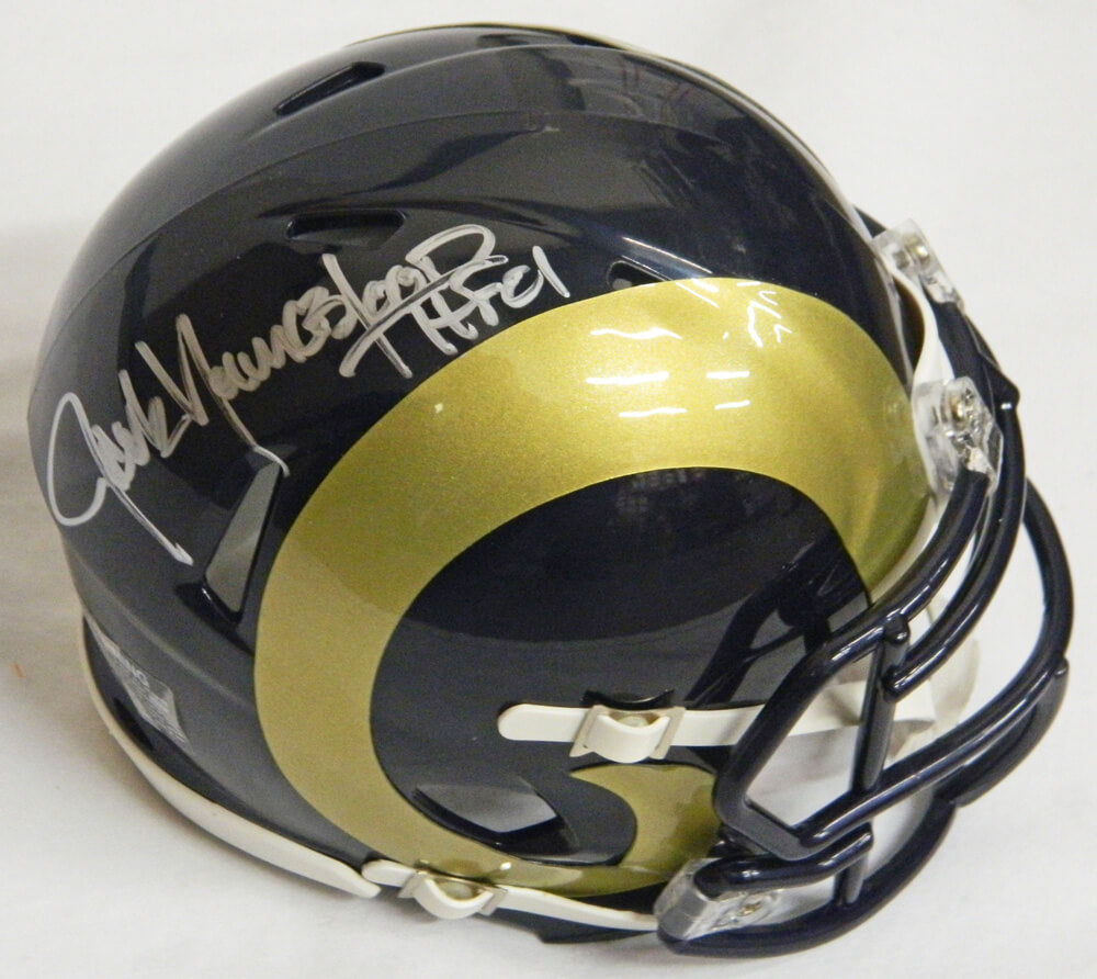 Jack Youngblood Signed LA Rams Current Riddell Speed Mini Helmet w/HF'01 - YOUMIN307 - Jack Youngblood Signed LA Rams Current Riddell Speed Mini Helmet w/HF'01 product image