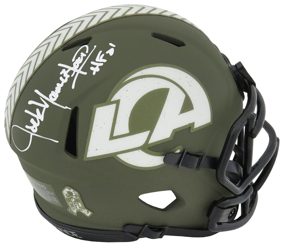 Jack Youngblood Signed Los Angeles Rams Salute to Service Riddell Speed Mini Helmet w/HF'01 - YOUMIN325 - Jack Youngblood Signed Los Angeles Rams Salute to Service Riddell Speed Mini Helmet w/HF'01 product image