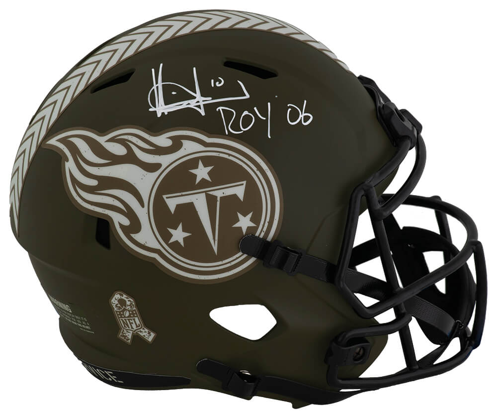 Vince Young Signed Tennessee Titans SALUTE Riddell Full Size Speed Replica Helmet w/ROY'06 - YOUREP365 - Vince Young Signed Tennessee Titans SALUTE Riddell Full Size Speed Replica Helmet w/ROY'06 product image