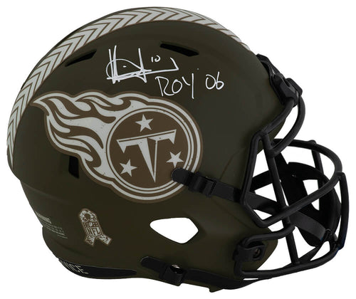 Vince Young Signed Tennessee Titans SALUTE Riddell Full Size Speed Replica Helmet w/ROY'06 - YOUREP365 - Vince Young Signed Tennessee Titans SALUTE Riddell Full Size Speed Replica Helmet w/ROY'06 product image