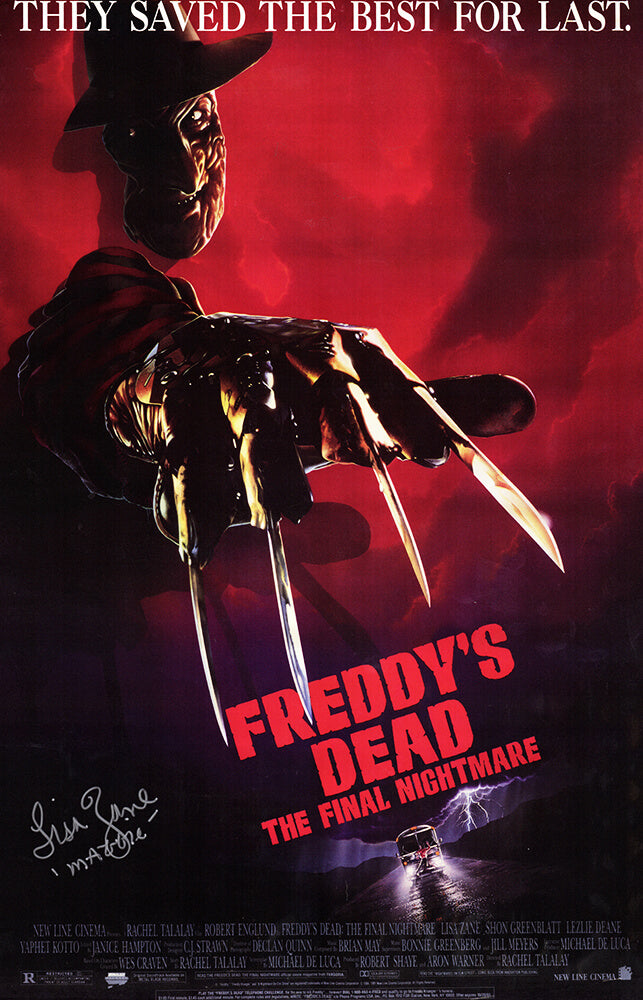 Lisa Zane Signed Freddy's Dead: The Final Nightmare 11x17 Movie Poster w/Maggie - ZANPST510 - Lisa Zane Signed Freddy's Dead: The Final Nightmare 11x17 Movie Poster w/Maggie product image
